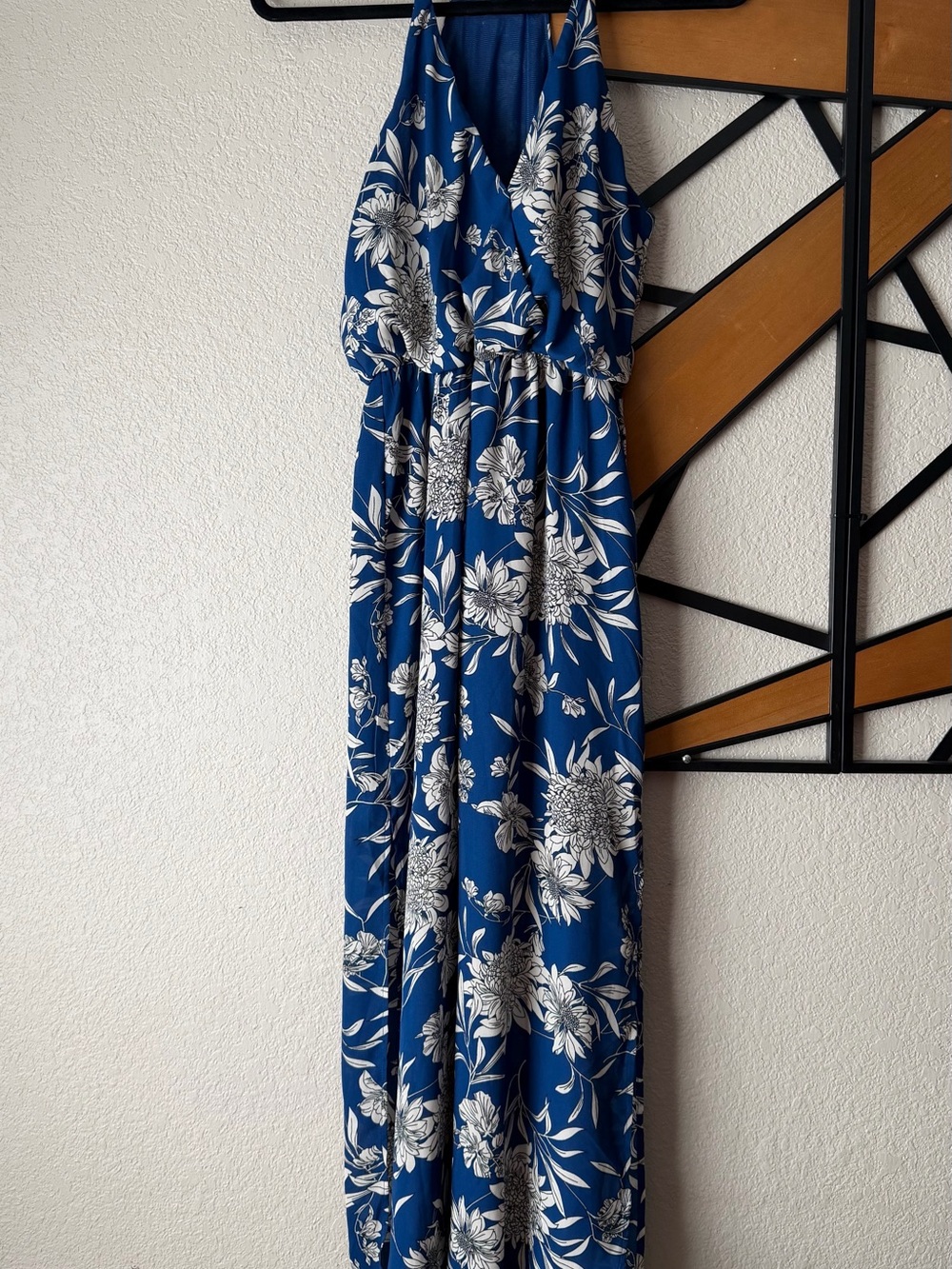 Lush Blue Floral Halter Romper Jumpsuit
